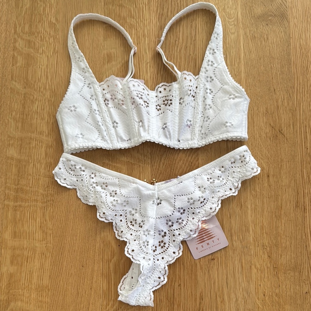 Fenty NWT White Lace Bralette and Panty Set